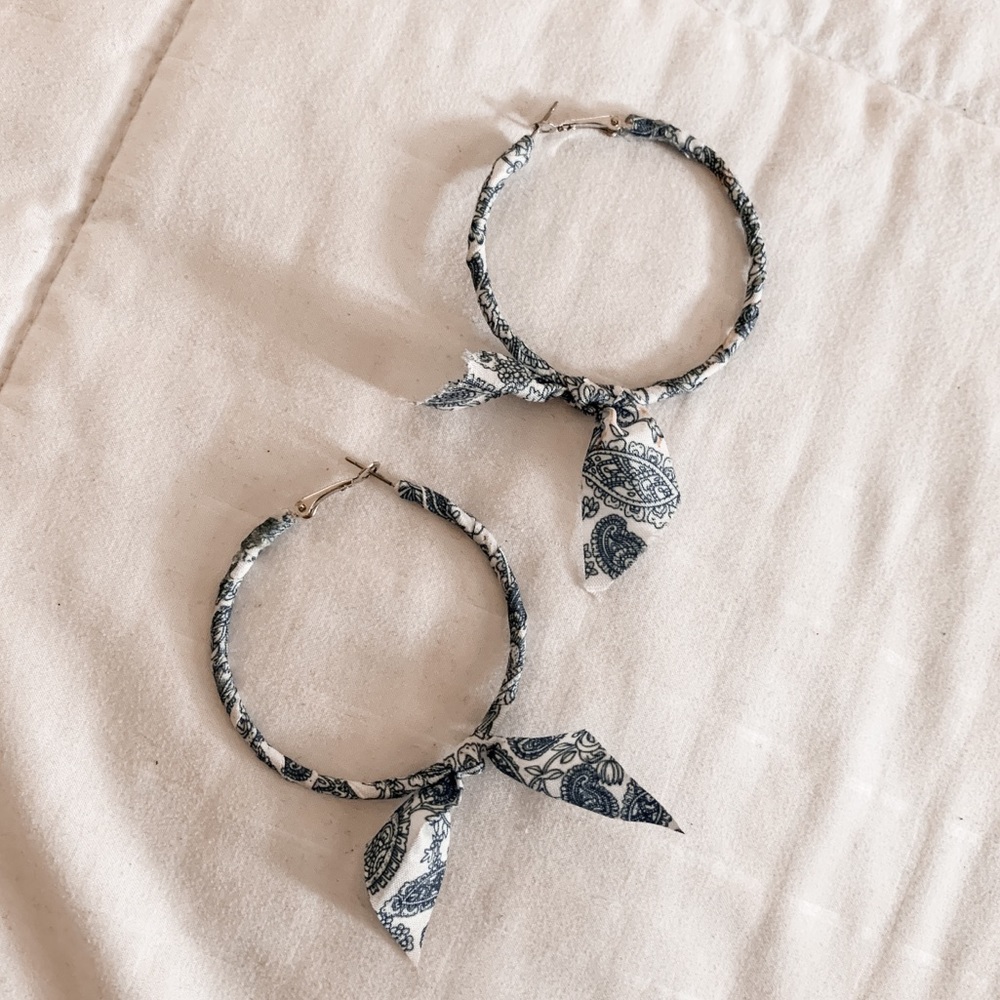 Boho Bandana Patterned Hoop Earrings